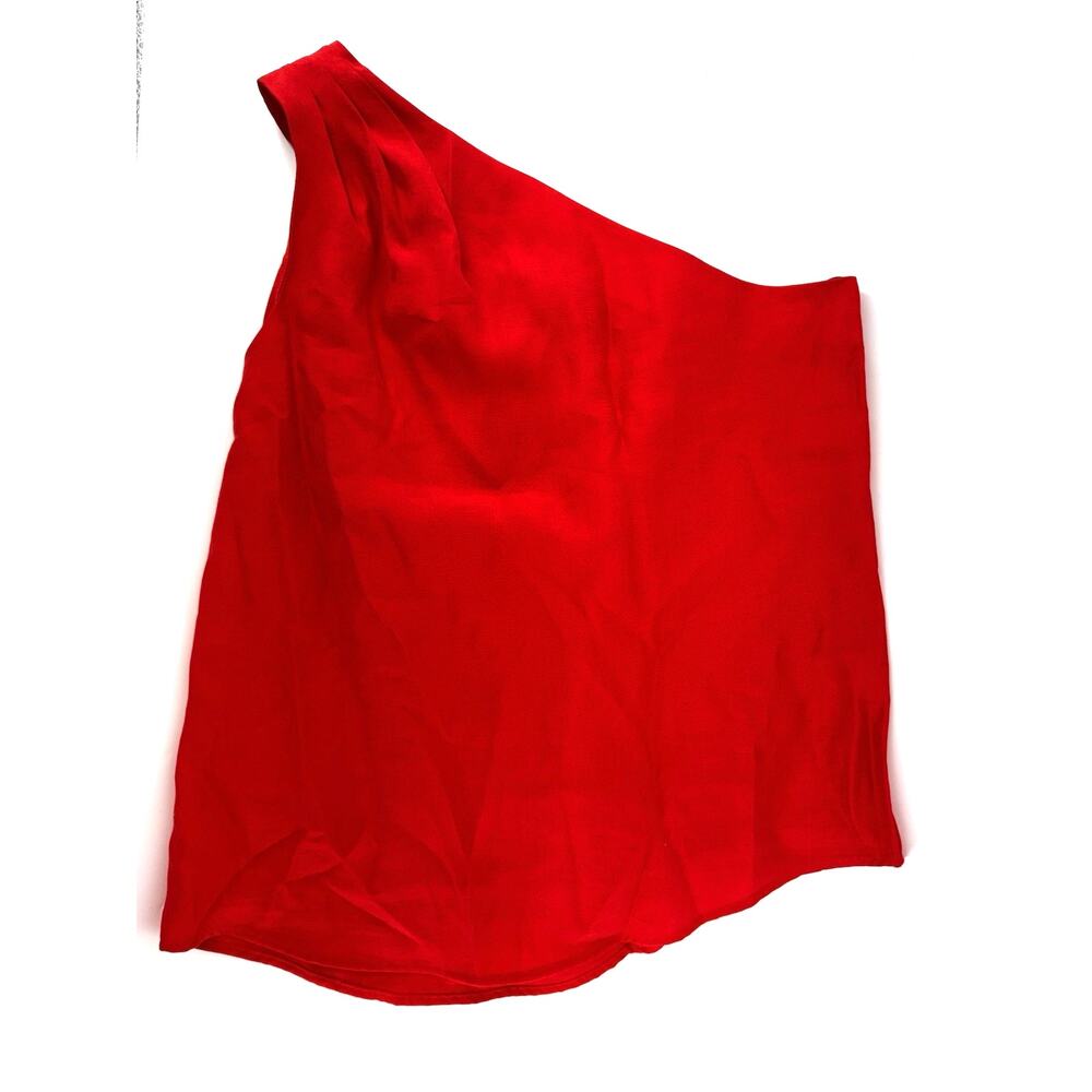 Antonio Melani Adele Blouse One Shoulder Fiesta Red Lyocell Blend Medium NWT